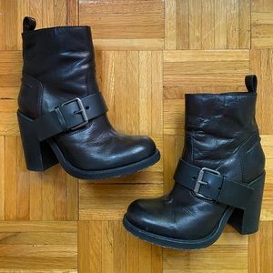 All Saints Black Leather Buckle Boots